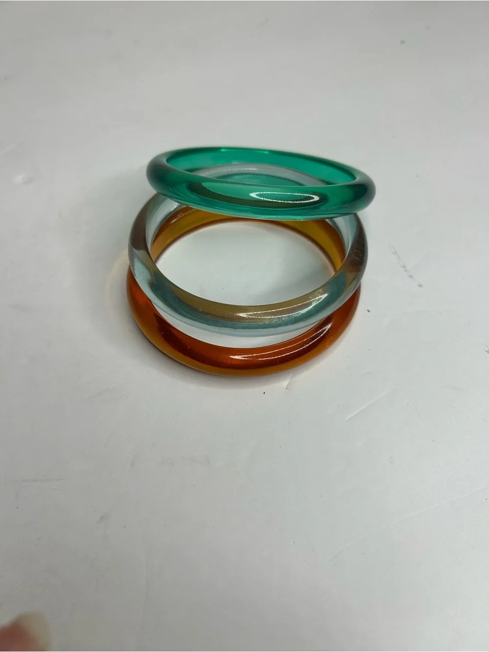 a.new day Glossy Iridescent Bangle Set - Amber, Teal, Aqua NEW WITH TAGS
